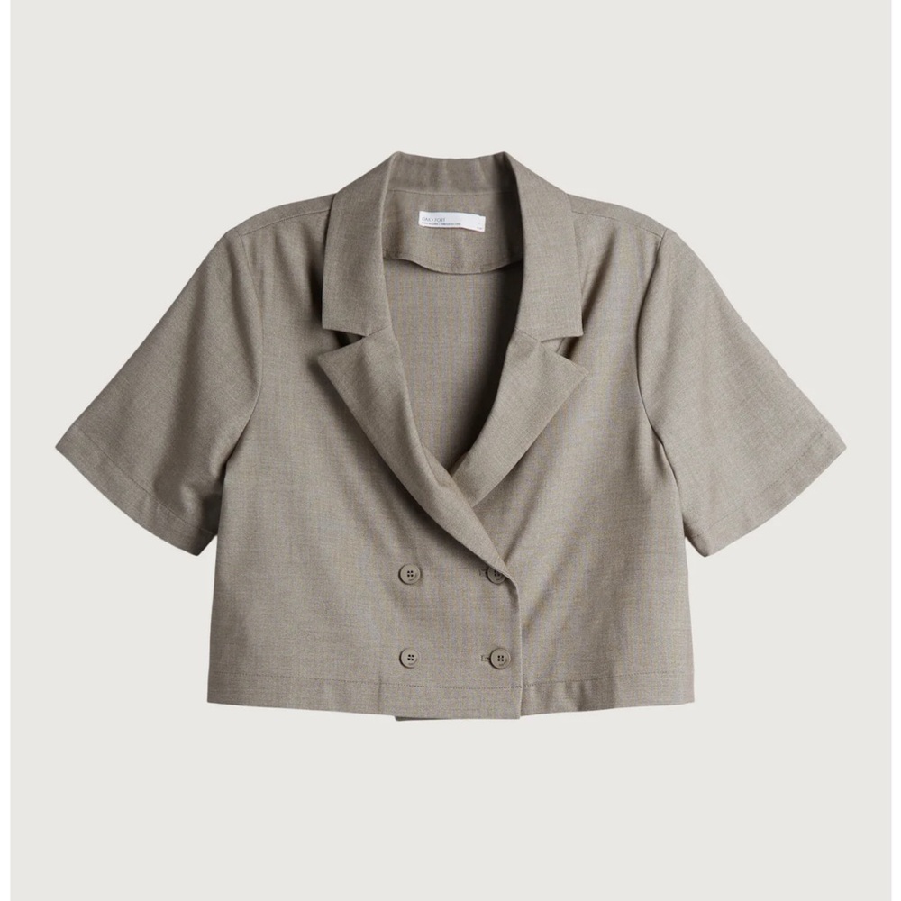 Cotton linen cropped blazer